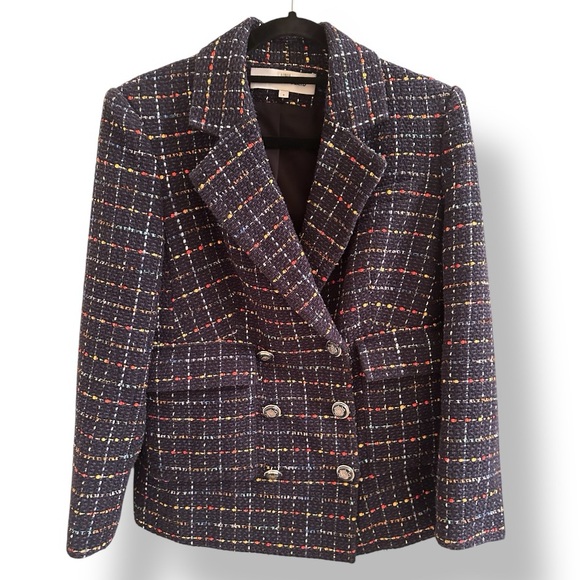 Veronica Beard Rumer Women's Tweed Dickey Plaid Double-Breasted Blazer - Picture 1 of 5
